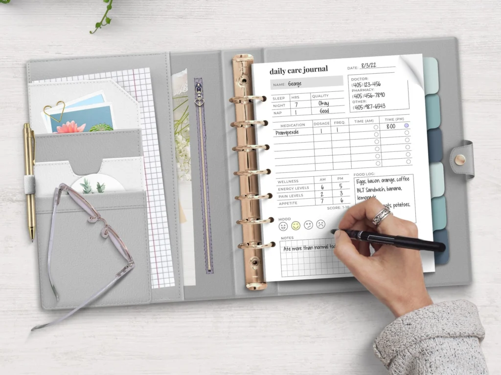 Daily care log checklist for families aging out of GAPP